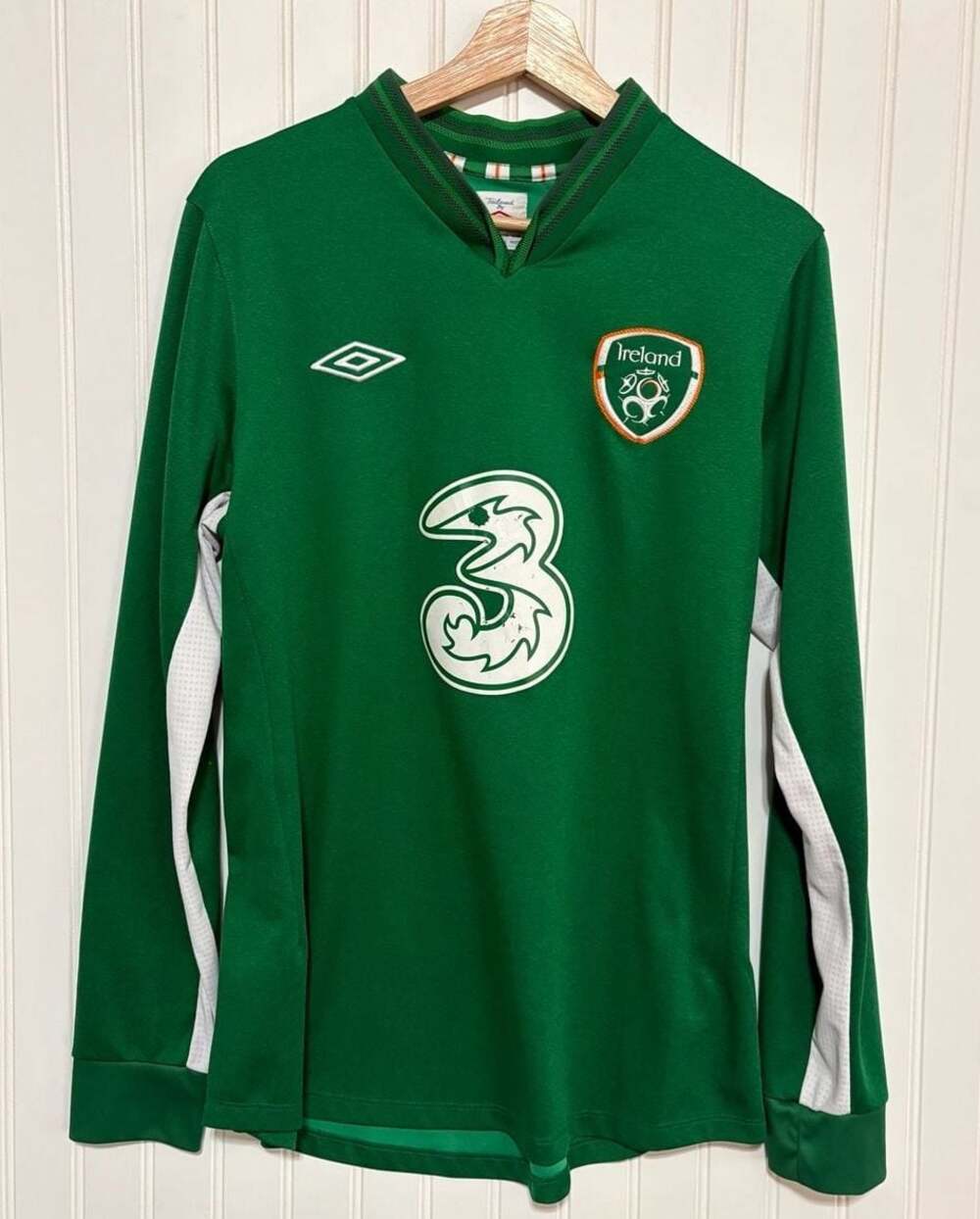 Y2K Umbro Republic of Ireland Home Long Sleeve Soccer Jersey Blokecore Size 42 L